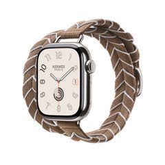 Ремінець Apple Watch Hermès - 42mm Beige de Weimar/Blanc Bridon Attelage Double Tour (MDFQ4)