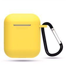 Чехол силиконовый с карабином для AirPods 1 / 2 - Желтый