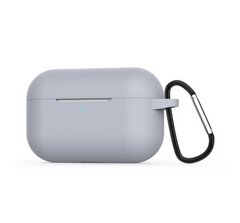 Серый силиконовый чехол с карабином для AirPods Pro 1