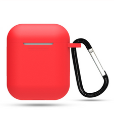 Чехол силиконовый с карабином для AirPods 1 / 2 - Красный