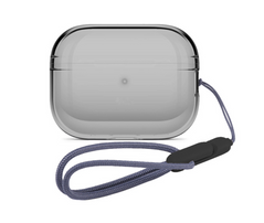 Прозрачный полиуретановый чехол со шнурком для AirPods Pro 2 - Черный