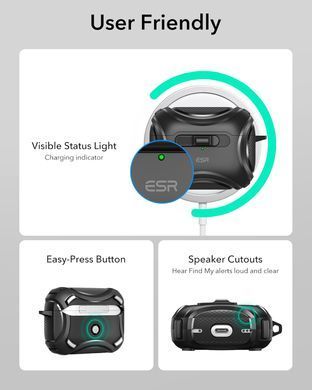 Чохол ESR Cyber FlickLock Snap-and-Charge Bundle with MagSafe для AirPods Pro 2 - Чорний