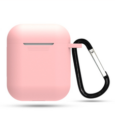 Чехол силиконовый с карабином для AirPods 1 / 2 - Светло-розовый