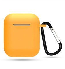 Чехол силиконовый с карабином для AirPods 1 / 2 - Темно-желтый