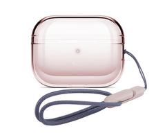 Прозрачный полиуретановый чехол со шнурком для AirPods Pro 2 - Розовый