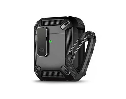 Чехол противоударный с замком для AirPods 1/2 - Черный