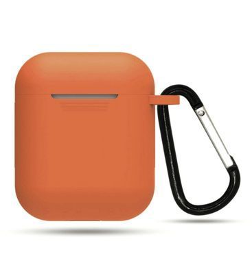 Чохол силіконовий з карабіном для AirPods 1 / 2 - Помаранчевий