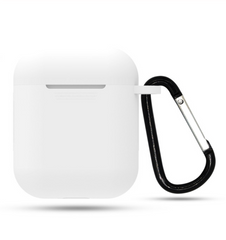 Чехол силиконовый с карабином для AirPods 1 / 2 - Белый