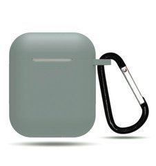 Чехол силиконовый с карабином для AirPods 1 / 2 - Серый