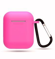 Чехол силиконовый с карабином для AirPods 1 / 2 - Розовый