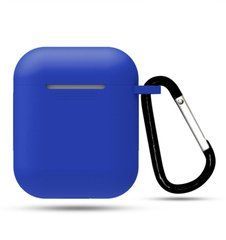 Чехол силиконовый с карабином для AirPods 1 / 2 - Синий