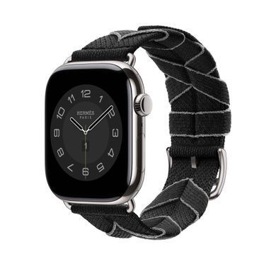 Ремінець Apple Watch Hermès - 46mm Noir/Gris Bridon Single Tour (MDFT4)