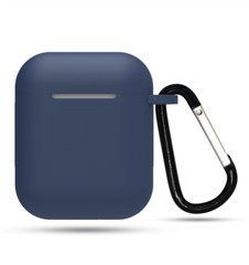 Чехол силиконовый с карабином для AirPods 1 / 2 - Темно-синий