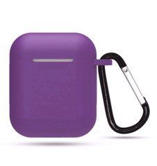 Чехол силиконовый с карабином для AirPods 1 / 2 - Фиолетовый