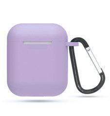 Чехол силиконовый с карабином для AirPods 1 / 2 -  Светло-фиолетовый