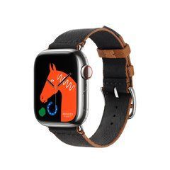 Ремінець Apple Watch Hermès - 41mm Noir/Gold Twill Jump Single Tour (MTHE3)