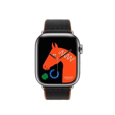 Ремінець Apple Watch Hermès - 41mm Noir/Gold Twill Jump Single Tour (MTHE3)
