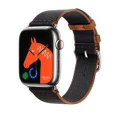 Ремінець Apple Watch Hermès - 45mm Noir/Gold Twill Jump Single Tour (MTHH3)