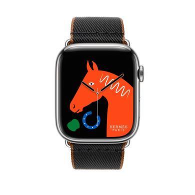Ремінець Apple Watch Hermès - 45mm Noir/Gold Twill Jump Single Tour (MTHH3)