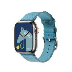 Ремінець Apple Watch Hermès - 41mm Bleu Céleste/Bleu Jean Twill Jump Single Tour (MWP63)