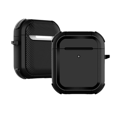 Чохол полікарбонатний з карабіном для AirPods 1 / 2 - Чорний