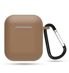 Чехол силиконовый с карабином для AirPods 1 / 2 - Коричневый