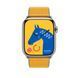 Ремінець Apple Watch Hermès - 45mm Jaune d'Or/Bleu Jean Twill Jump Single Tour (MWQY3)