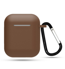 Чехол силиконовый с карабином для AirPods 1 / 2 - Темно-коричневый