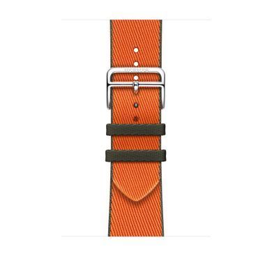 Ремінець Apple Watch Hermès - 45mm Orange/Kaki Twill Jump Single Tour (MTHK3)