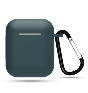 Чохол силіконовий з карабіном для AirPods 1 / 2 - Темно-зелений