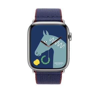 Ремінець Apple Watch Hermès - 45mm Navy/Rouge H Twill Jump Single Tour (MTHJ3)
