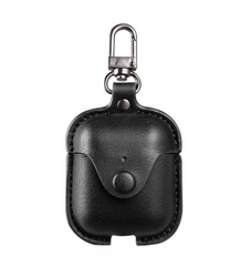 Чехол кожаный с карабином AirPods - Черный