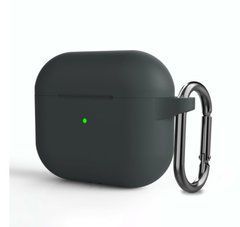 Темно-серый силиконовый чехол с карабином для AirPod 3