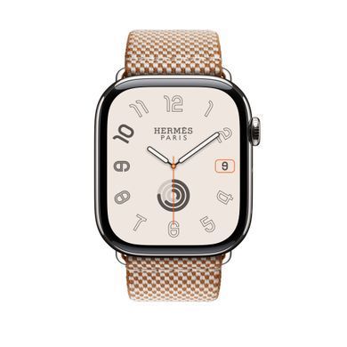 Ремешок Apple Watch Hermès - 46mm Gold/Écru Toile H Single Tour (MXJD3)