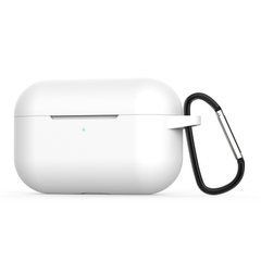 Белый силиконовый чехол с карабином для AirPods Pro 1