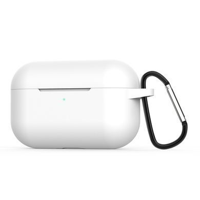 Белый силиконовый чехол с карабином для AirPods Pro 1