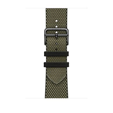 Ремінець Apple Watch Hermès - 45mm Vert/Noir Toile H Single Tour (MTJK3)