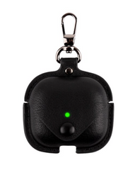 Черный кожаный чехол с карабином для AirPods 3