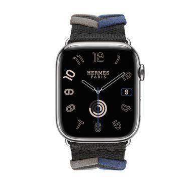 Ремінець Apple Watch Hermès - 45mm Noir Bridon Single Tour (MTHQ3)