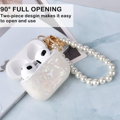 Чохол силіконовий зі шнурком з перлин для AirPods 3 - Бежевий