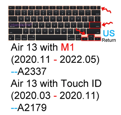 Накладка на клавиатуру прозрачная для MacBook Air 13.3" M1 2020 (US Enter)