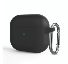 Черный силиконовый чехол с карабином для AirPods 3