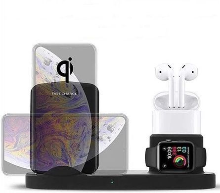 Подставка 4 в 1 для зарядки Apple Watch, AirPods, iPhone и iPad - Черная