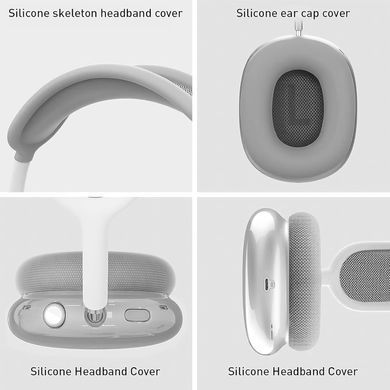 Комплект накладок для навушників Apple AirPods Max - Прозорий/Сірий