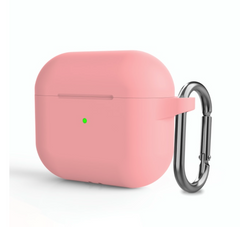 Розовый силиконовый чехол с карабином для AirPods 3
