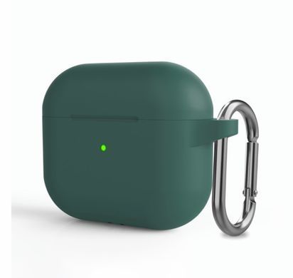 Зеленый силиконовый чехол с карабином для AirPods 3