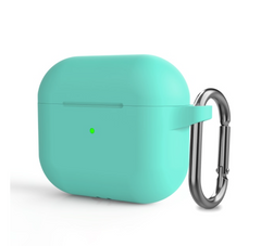 Бирюзовый силиконовый чехол с карабином для AirPods 3