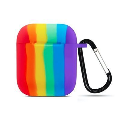 Чохол силіконовий з карабіном для AirPods 1 / 2 - Веселковий