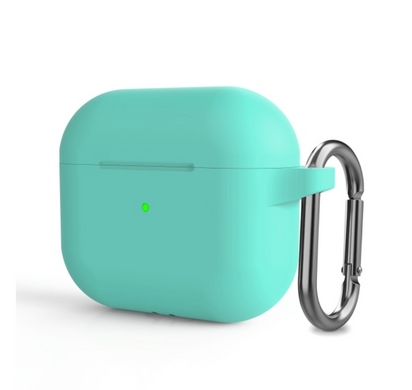 Бирюзовый силиконовый чехол с карабином для AirPods 3