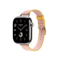 Ремінець Apple Watch Hermès - 42mm Rose Sakura/Jaune de Naples Twill Jump Attelage Single Tour (MDFN4)